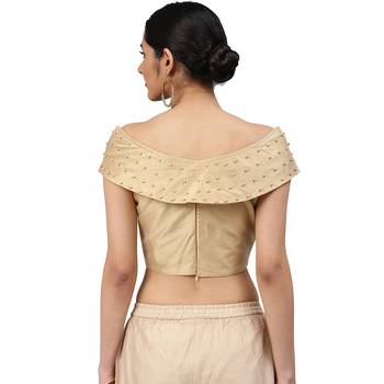 Cream embroidered silk blend readymade blouses 2