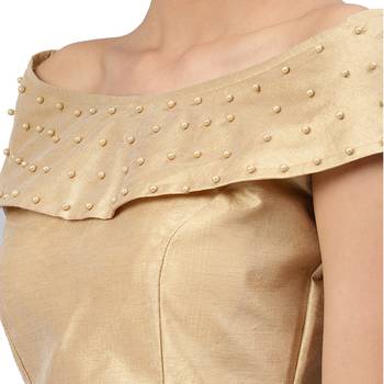 Cream embroidered silk blend readymade blouses 3