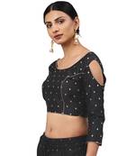 Black embroidered silk blend readymade blouses