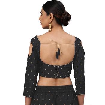 Black embroidered silk blend readymade blouses 2