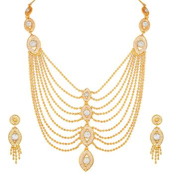 Traditional 1 Gram Gold plated Multi String Necklace Set For Women 1