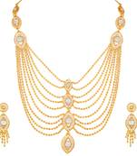 Traditional 1 Gram Gold plated Multi String Necklace Set For Women