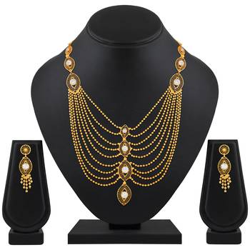 Traditional 1 Gram Gold plated Multi String Necklace Set For Women 2