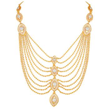 Traditional 1 Gram Gold plated Multi String Necklace Set For Women 3