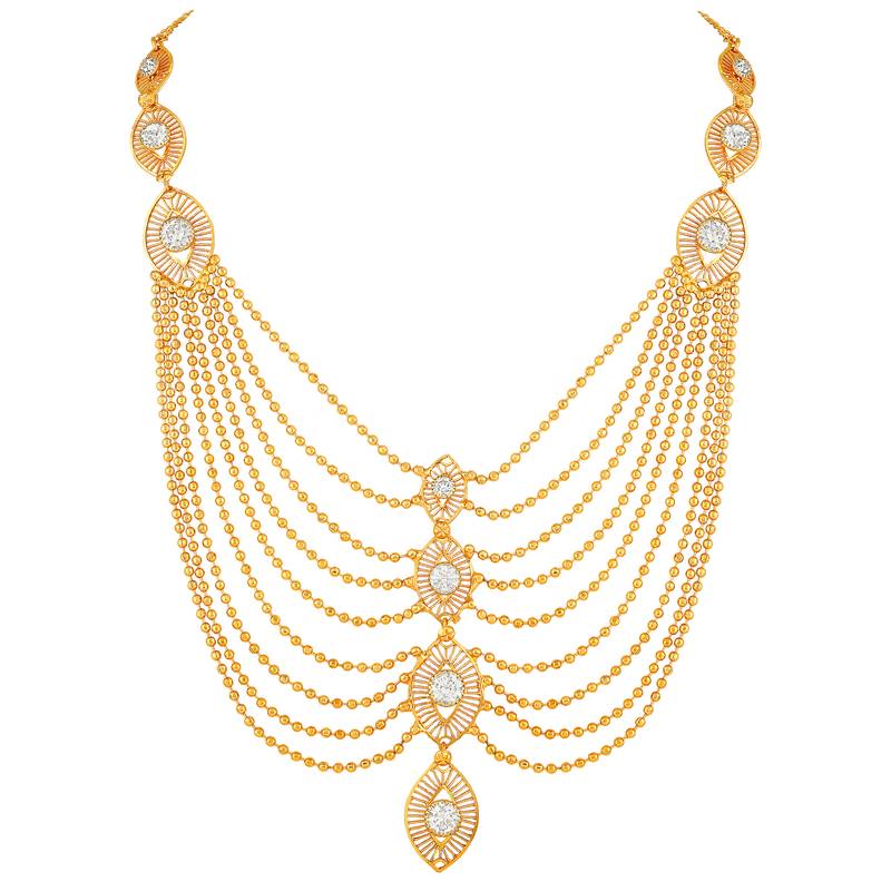 Traditional 1 Gram Gold plated Multi String Necklace Set For Women