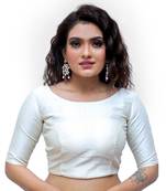 Cream Color Banarasi  Silk Womens Readymade BLouse