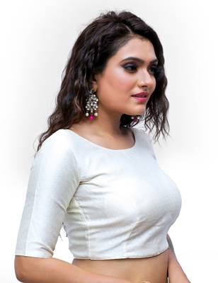 Cream Color Banarasi  Silk Womens Readymade BLouse 2