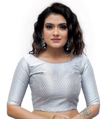 Grey Color Banarasi  Silk Womens Readymade BLouse 1