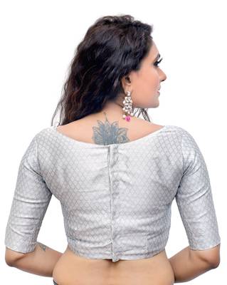 Grey Color Banarasi  Silk Womens Readymade BLouse 2