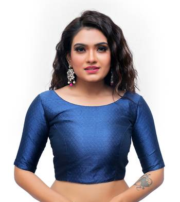 Navyblue Color Banarasi  Silk Womens Readymade BLouse 1