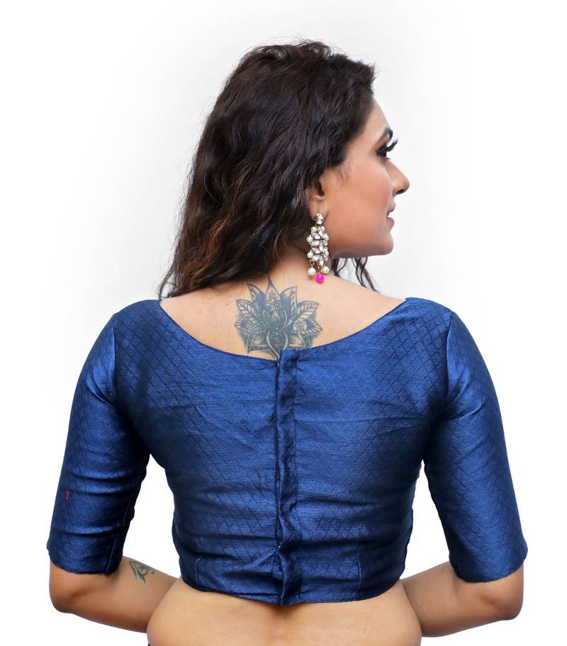 Navyblue Color Banarasi  Silk Womens Readymade BLouse