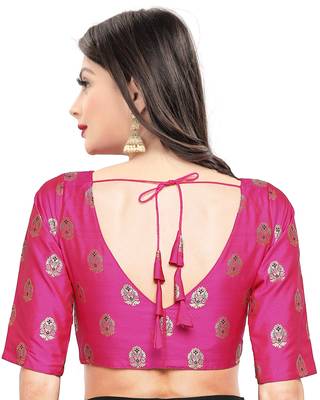 Jecquard Silk Patola Design Womens Readymade Saree Blosue 2