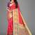 Peach woven banarasi saree with blouse