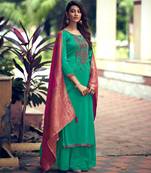 Green embroidered silk salwar