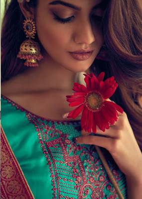 Green embroidered silk salwar 2