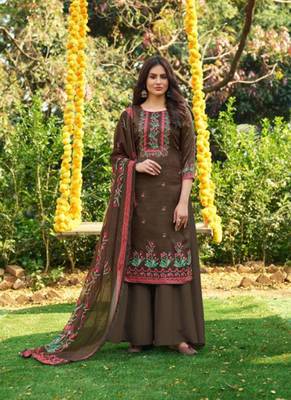 Brown embroidered cotton salwar 1