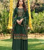 Green embroidered cotton stitched salwar