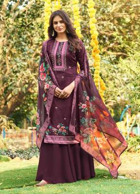 Purple embroidered cotton salwar 1