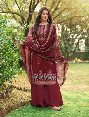 Maroon embroidered cotton salwar 1