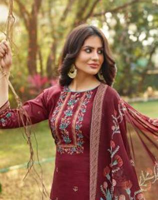 Maroon embroidered cotton salwar 2