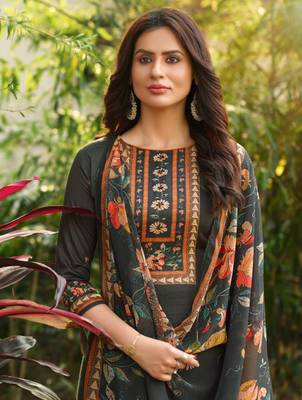 Dark-grey embroidered cotton salwar 2