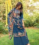 Blue embroidered cotton salwar