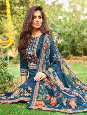 Blue embroidered cotton salwar 2