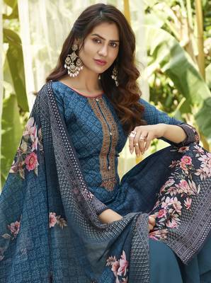 Blue embroidered cotton salwar 2