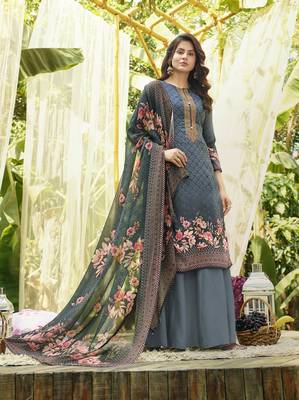 Grey embroidered cotton salwar 1
