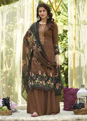 Brown embroidered cotton salwar 1