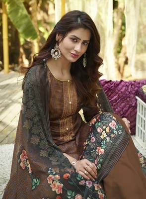 Brown embroidered cotton salwar 2