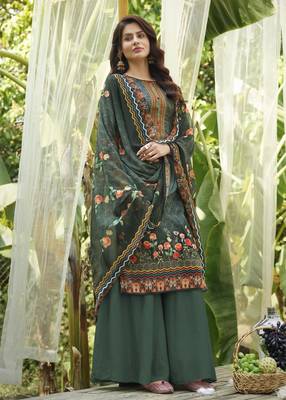 Green embroidered cotton salwar 1