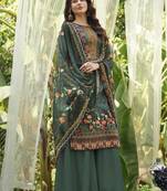 Green embroidered cotton salwar