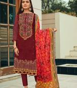 Red embroidered pure net salwar