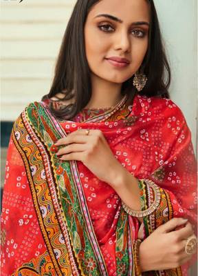 Red embroidered pure net salwar 2