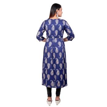 Navy-blue printed cotton kurtas-and-kurtis 2