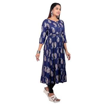 Navy-blue printed cotton kurtas-and-kurtis 4