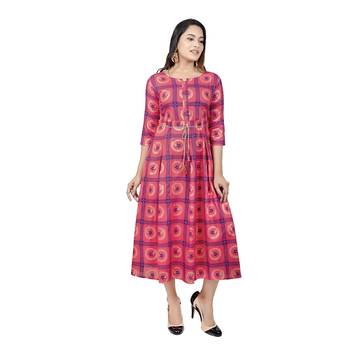 Light-pink printed cotton kurtas-and-kurtis 4