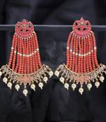 Peach pearl earrings