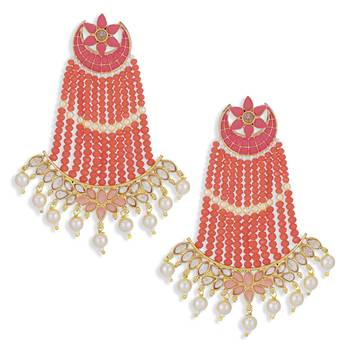 Peach pearl earrings 2
