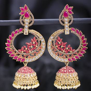Pink pearl earrings 1