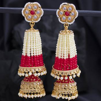 Maroon pearl earrings 1