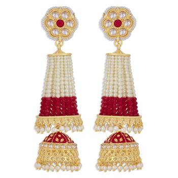 Maroon pearl earrings 2
