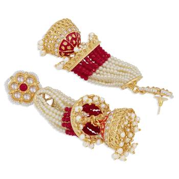 Maroon pearl earrings 3