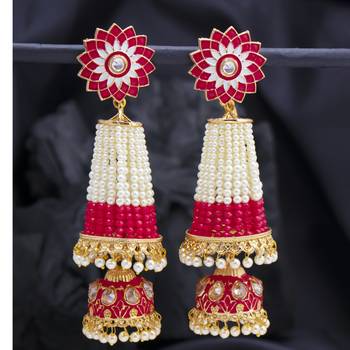 Pink pearl earrings 1