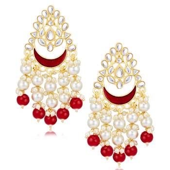 Maroon pearl earrings 2