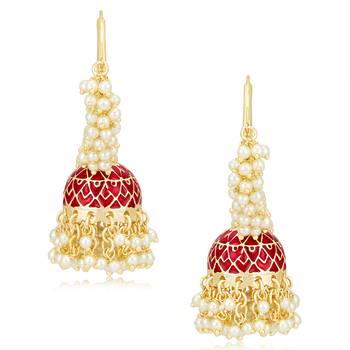 Maroon pearl earrings 2