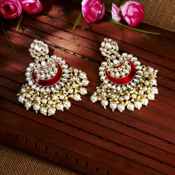 Maroon pearl earrings 1