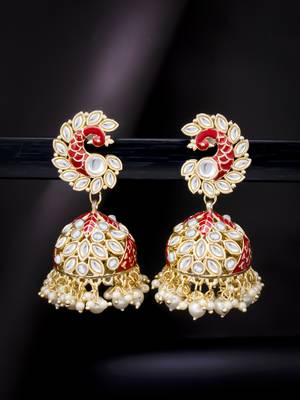 Maroon pearl earrings 1
