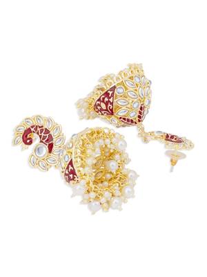 Maroon pearl earrings 2